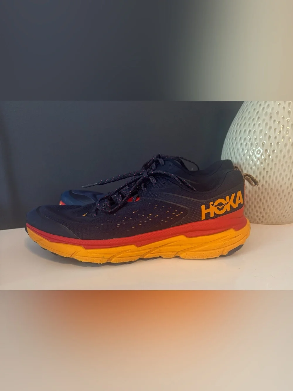 HOKA ONE ONE Challenger ATR 6 Athletic Shoes Sneakers Men's 10.5 Navy Orange Red